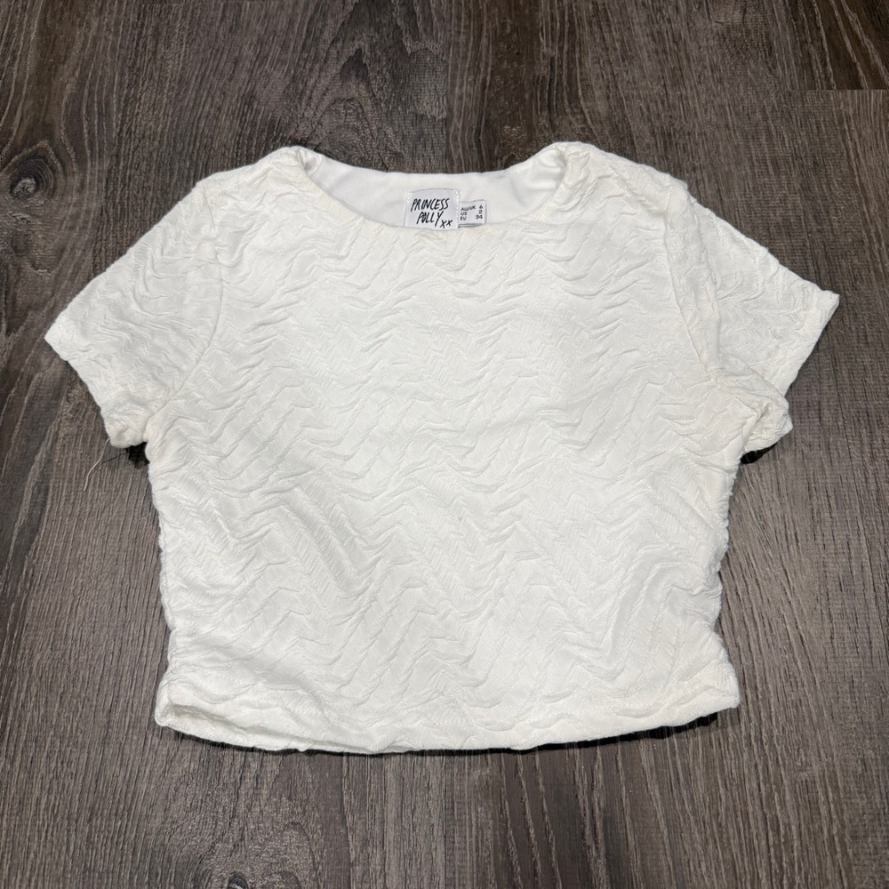 Princess Polly White Textured Short Sleeve